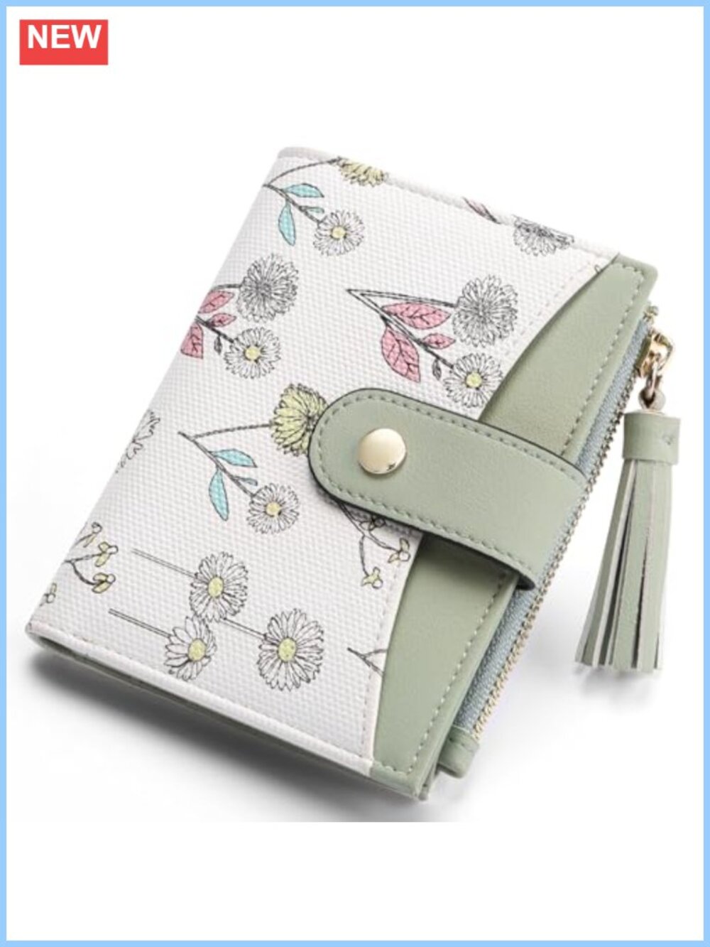 RFID Blocking Small Bifold Wallet Vegan Faux Leather Tassel Slim Card Holder